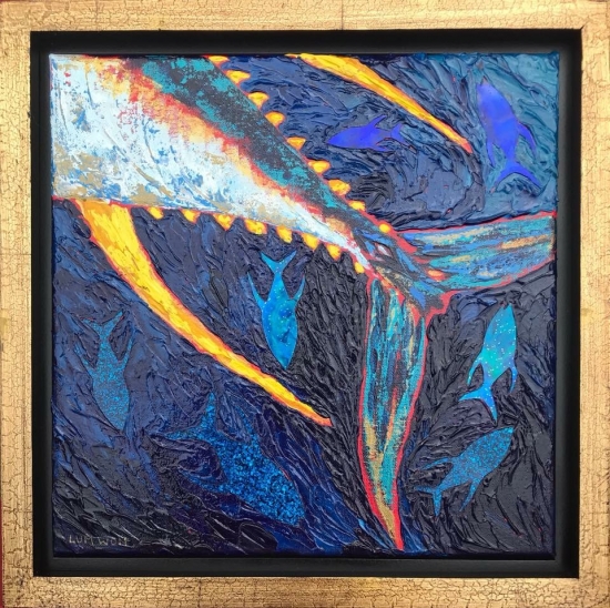 Captain G’s Ahi, Acrylic and shell by Amy-Lauren Lum Won - Kauai fish art, Hawaii fish paintings